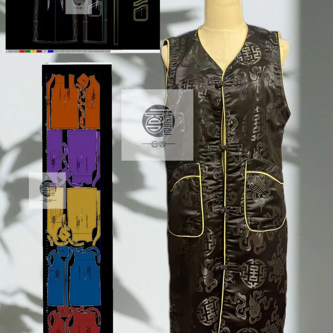 【藏长款马甲单层纸样】【非成衣】藏族中长款马甲单层纸样牛皮纸切割