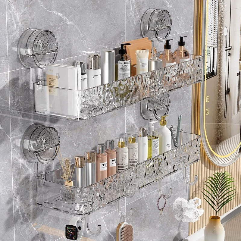 浴室吸盘置物架卫生间洗漱打孔浴室墙上收纳壁挂式免打孔收纳架