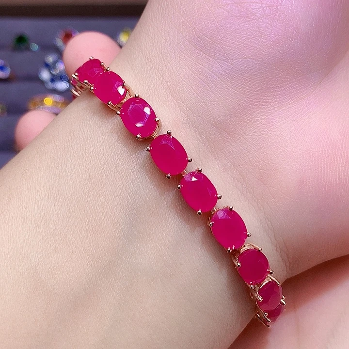 手链红宝石银S925镶嵌