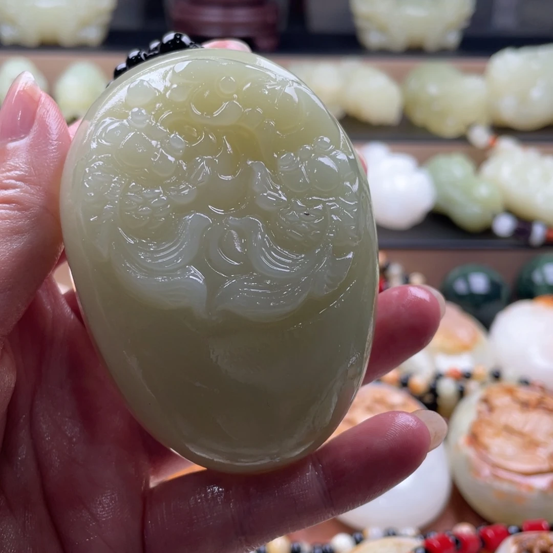 用***1石材天然古青石手把件