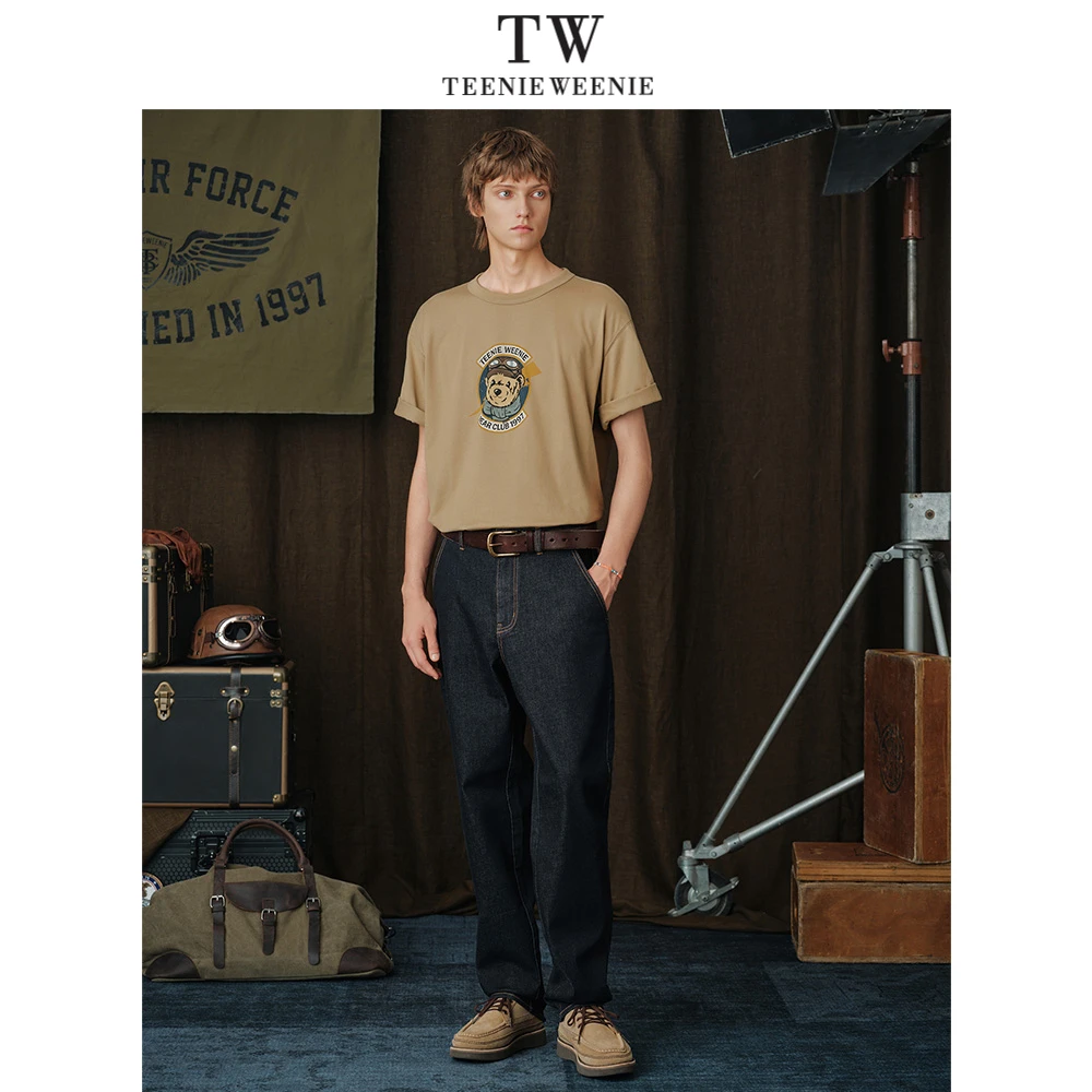 Teenie Weenie小熊男装柔软质感简约时尚宽松街头锥形牛仔裤