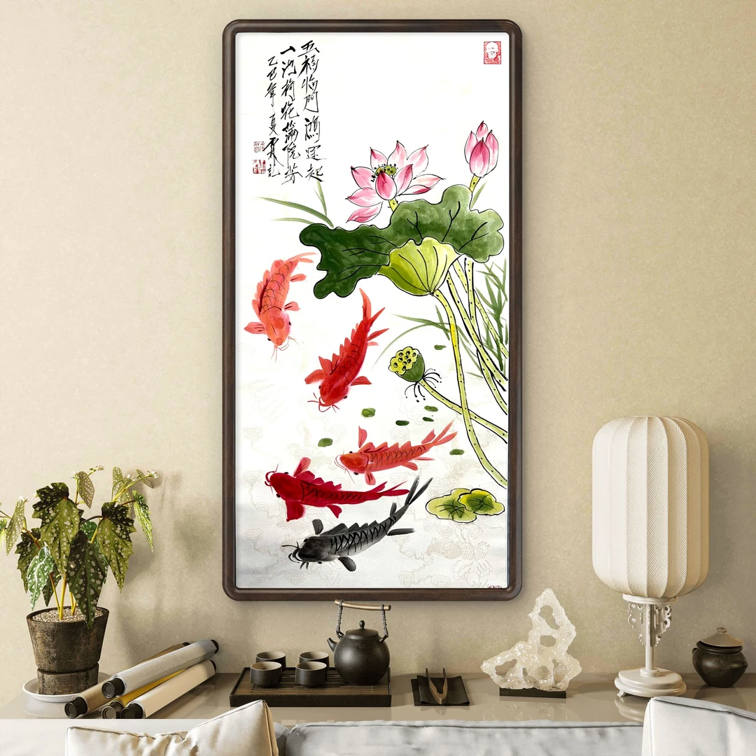朱雪林老师书画作品-《五福临门》-竖四尺