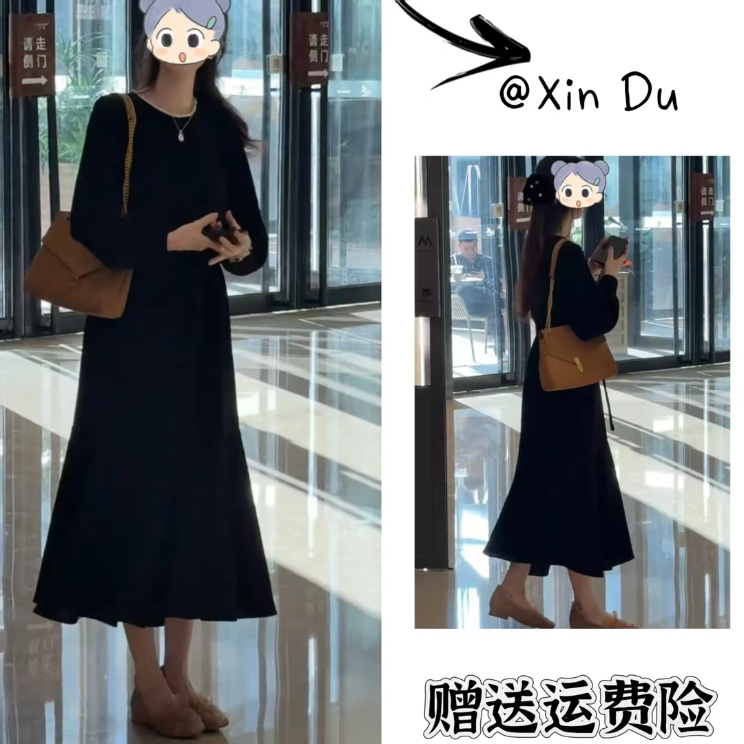 2025秋季新款时尚显瘦气质女士网红洋气连衣裙百搭款D22188