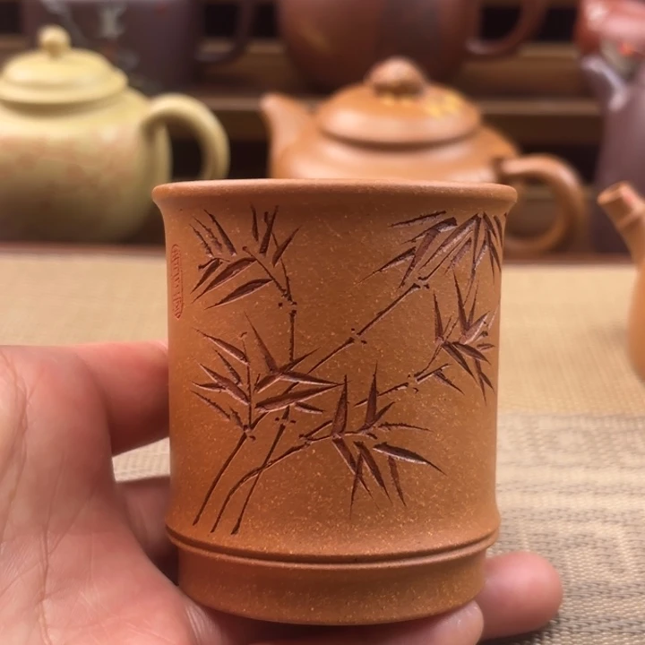 紫砂茶壶黄降坡主人杯竹子
