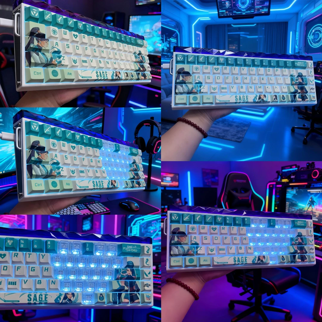 贤者2.0键帽全套加爱心透明键加飘带原厂高度PBT正刻适配606568