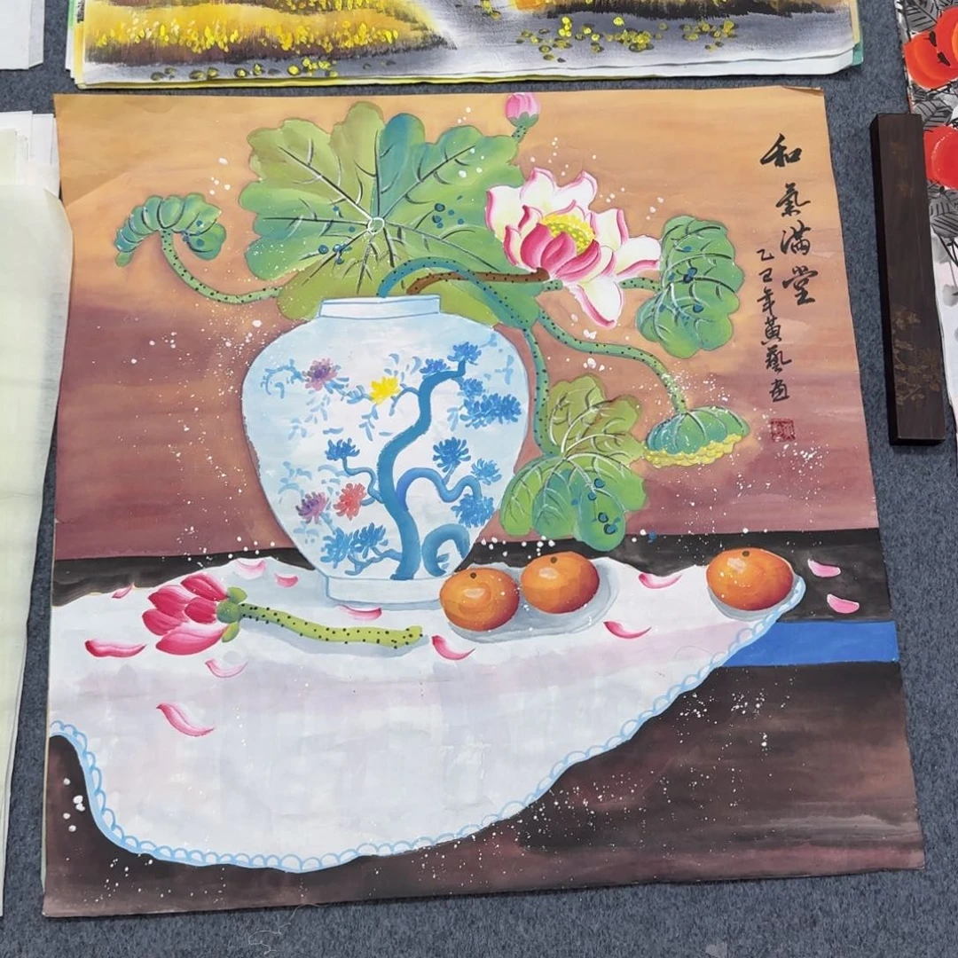 国画尺寸70X70手绘作品