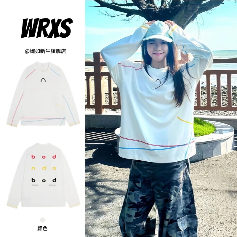 【婉如新生】美式街头长袖t恤女早秋薄款打底衫宽松休闲上衣设计感