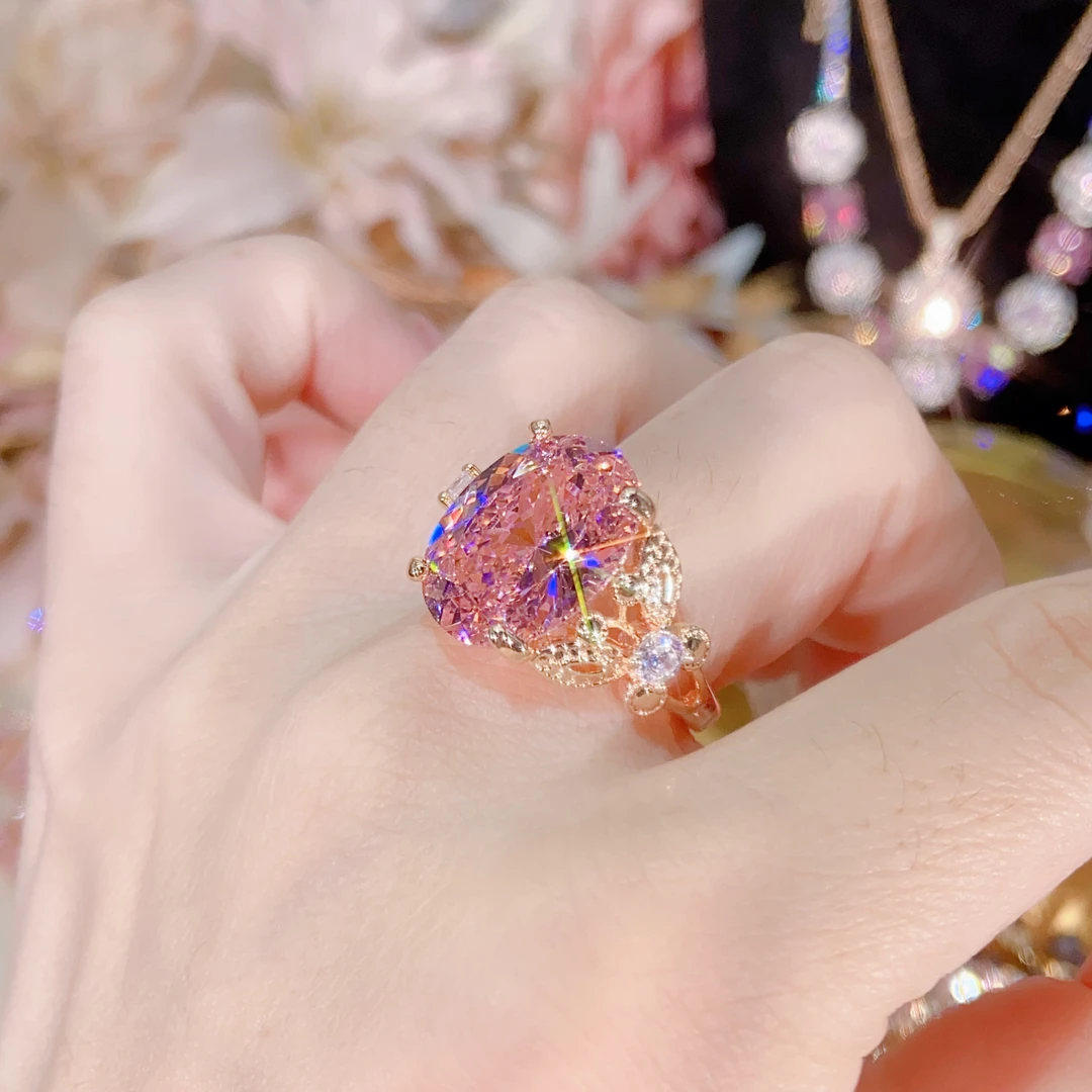 ★限量版樱花女皇戒指时尚气质星光切甄选石满钻百搭高奢甜美轻奢