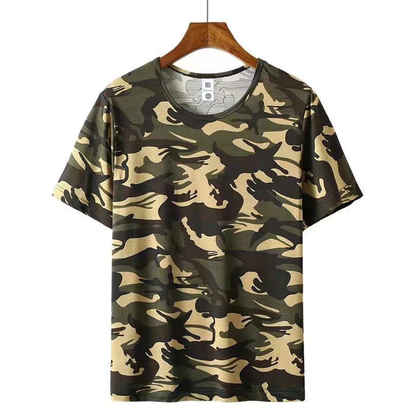 速干迷彩短袖大码男士休闲夏季半袖宽松圆领