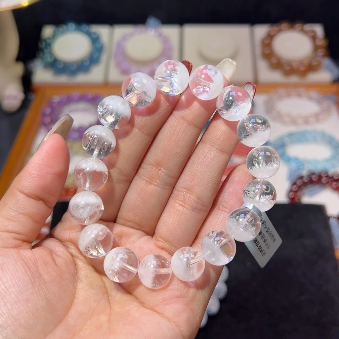 水晶手串未镶嵌s****色聚宝盆白幽灵12.5m m