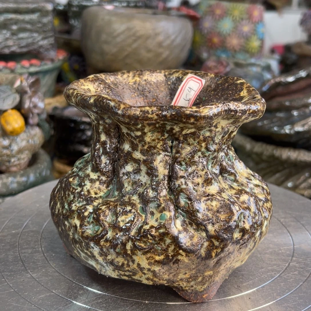 红陶粗砂陶手工花盆