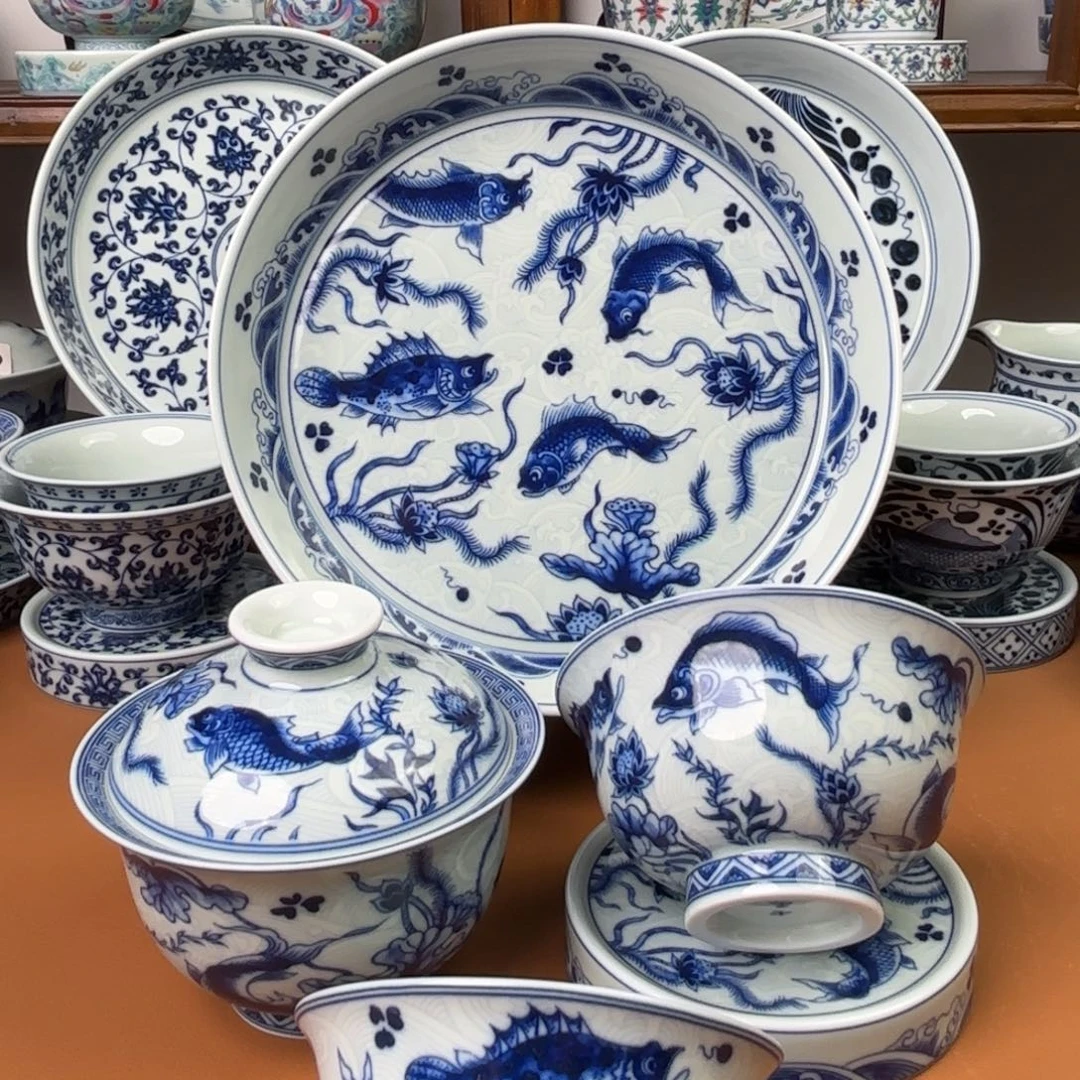 景德镇陶瓷五件套无礼盒