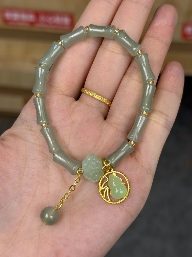 竹节金色圈葫芦吊坠单圈·无礼盒@@YS2108