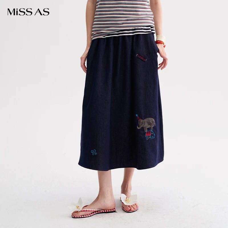 【HI TO HI】宽松中长款木马乐园牛仔长半裙休闲MISSAS买手店