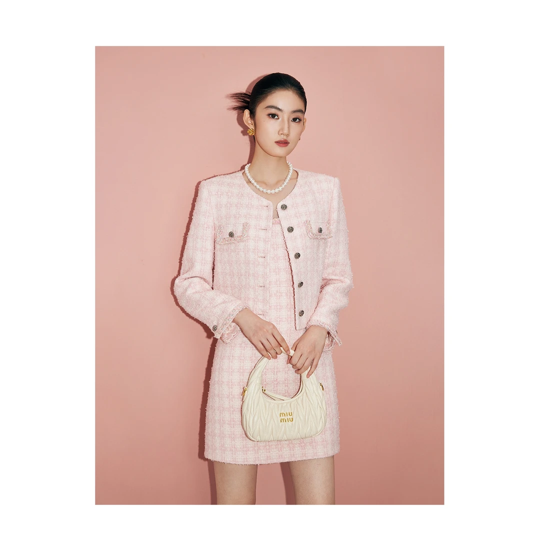 【Mandy Zhang】千金玛德琳粉色小香风短外套女秋季设计感气质上衣