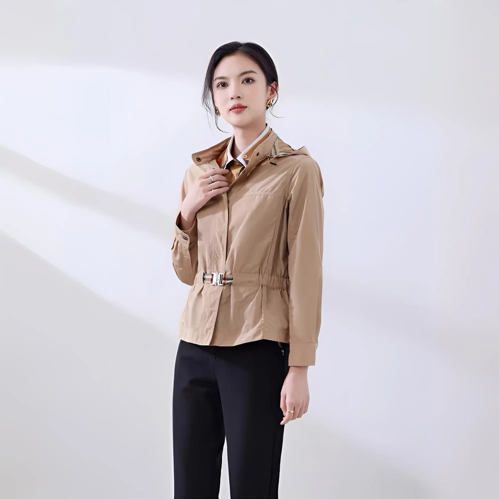 ##春季新品长袖连帽修身显瘦纯色外套夹克(两色)