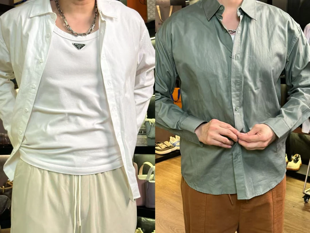 29251-春秋简约风纯色翻领长袖衬衫休闲男士
