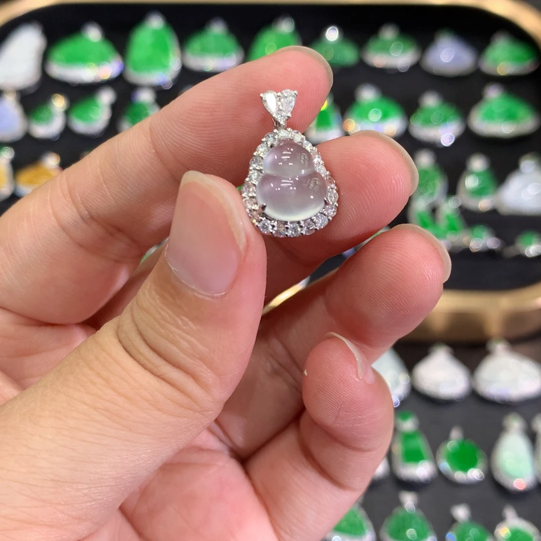 翡翠18K金镶嵌吊坠(不含链)吊坠