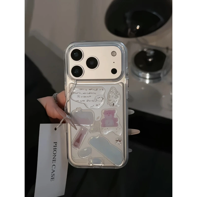 透明韩系贴纸适用苹果17pro手机壳16pm太空15/14plus二合一12小众