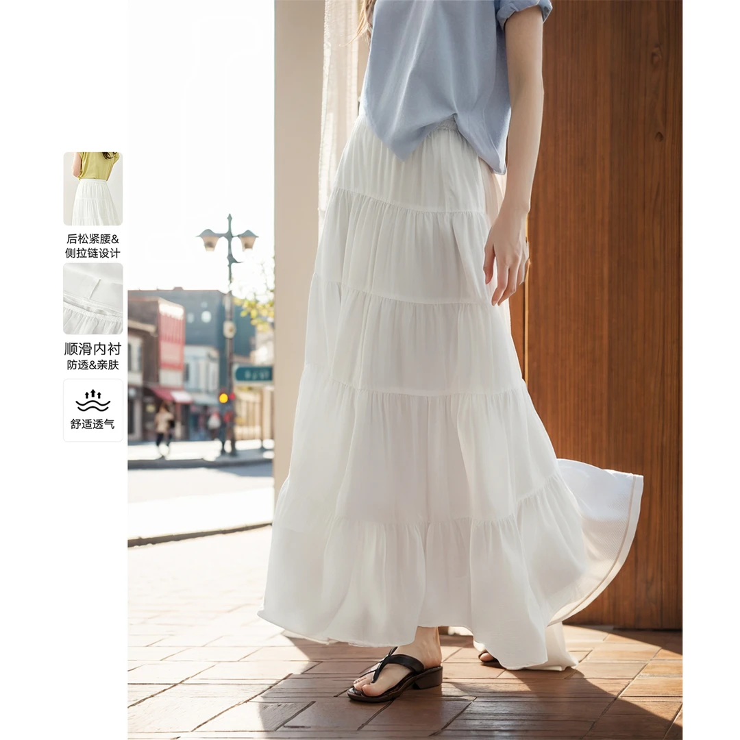 *梵希蔓时尚雅致小清新半身裙夏款后腰橡筋透气舒适蛋糕裙M7028