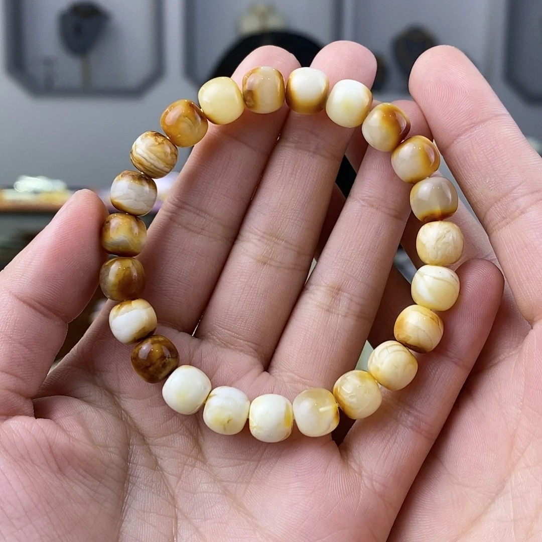 琥珀珠宝奇石未镶嵌蜜蜡手串9.0mm