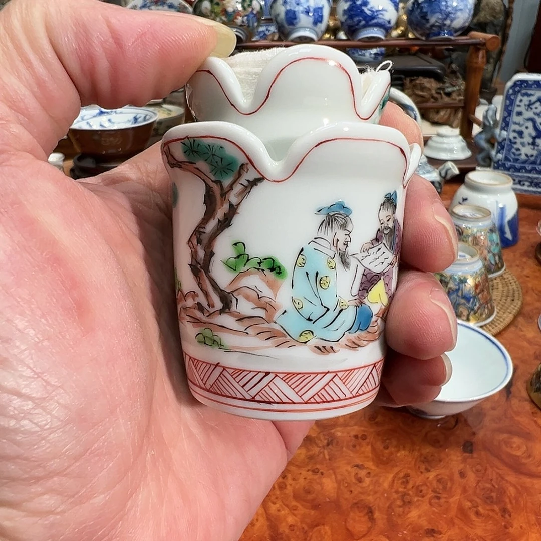 平安清昌人物茶巾筒二只