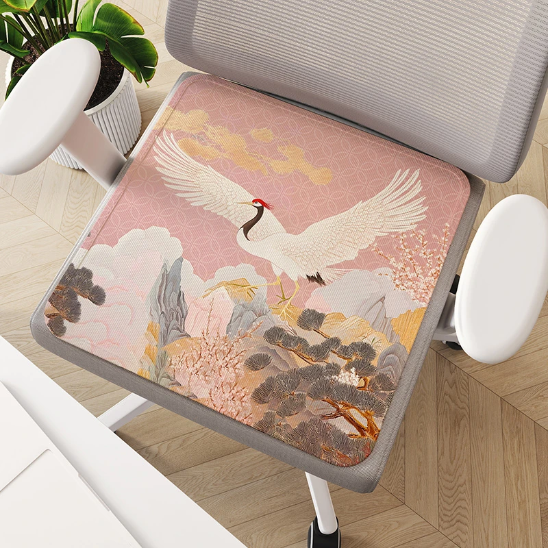 沐春鹃鹤冰丝坐垫透气防滑家用座垫办公室久坐屁垫学生椅垫凉席垫