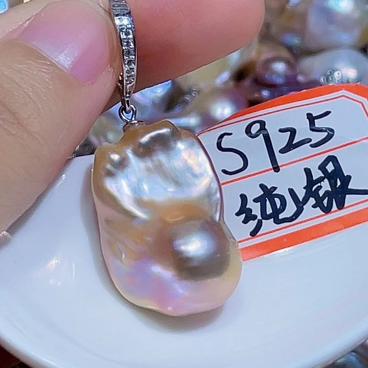 淡水珍珠银S925镶嵌颈饰