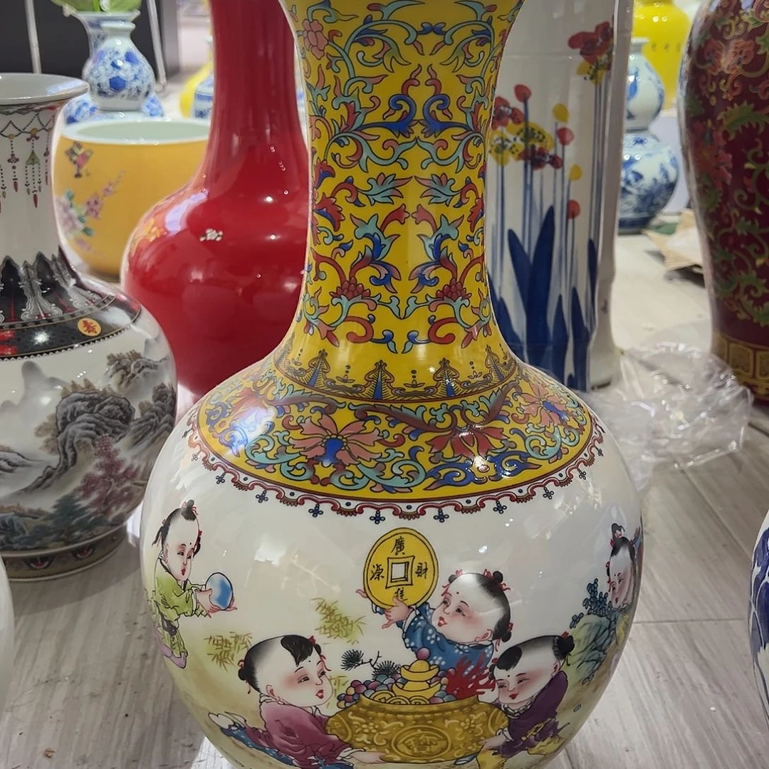 陶摆件45cm童子赏瓶