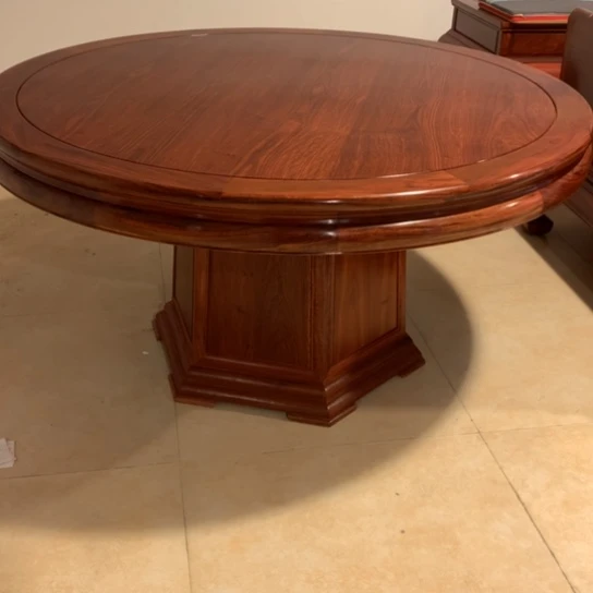 紫檀木类家具赛****胜缅花158圆桌+餐椅X8