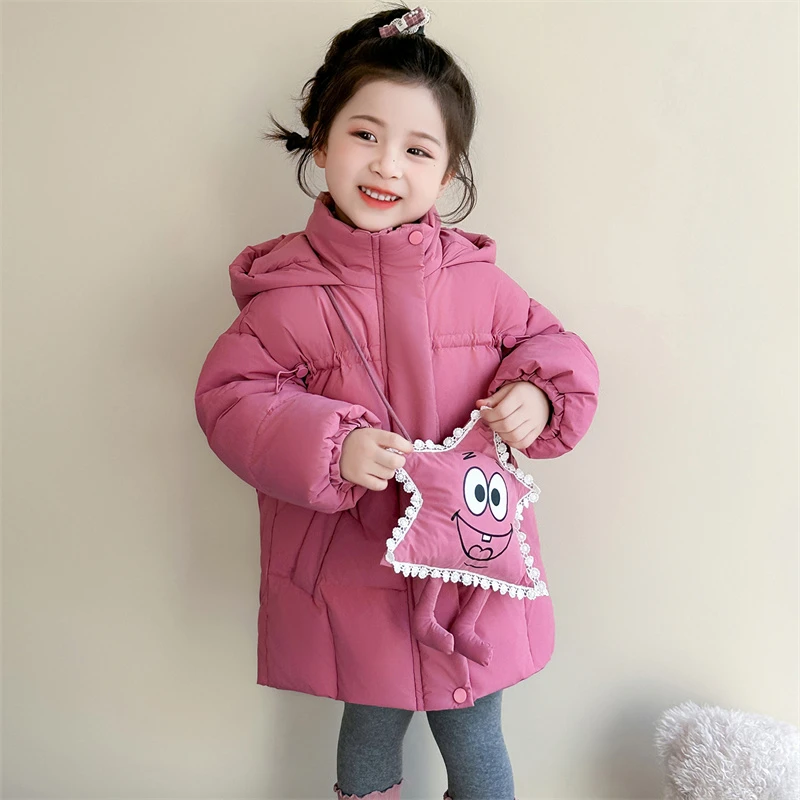 女童中长款羽绒服洋气儿童冬季加厚白鸭绒外套女宝宝冬装保暖韩版