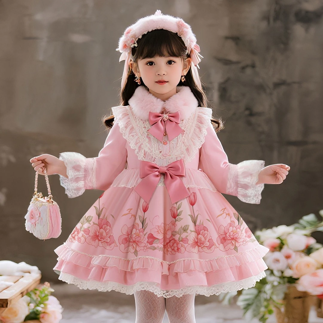 儿童连衣裙洛丽塔女童生日公主裙小女孩洋气秋冬装裙子超好看冬裙