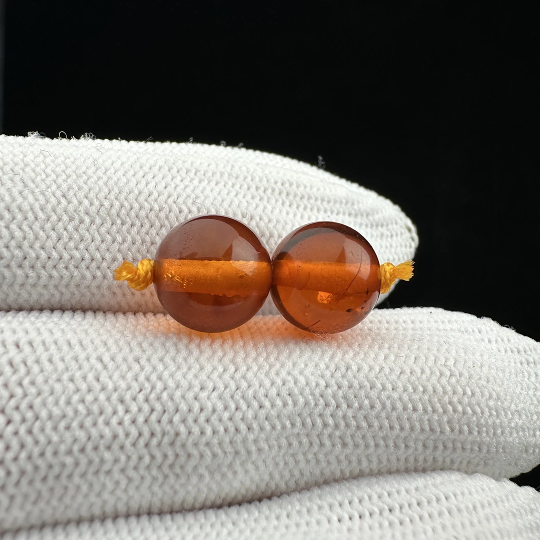 D6293天然蜜蜡 瑕疵特价 血珀圆珠 9.5mm支持复检 假一罚四