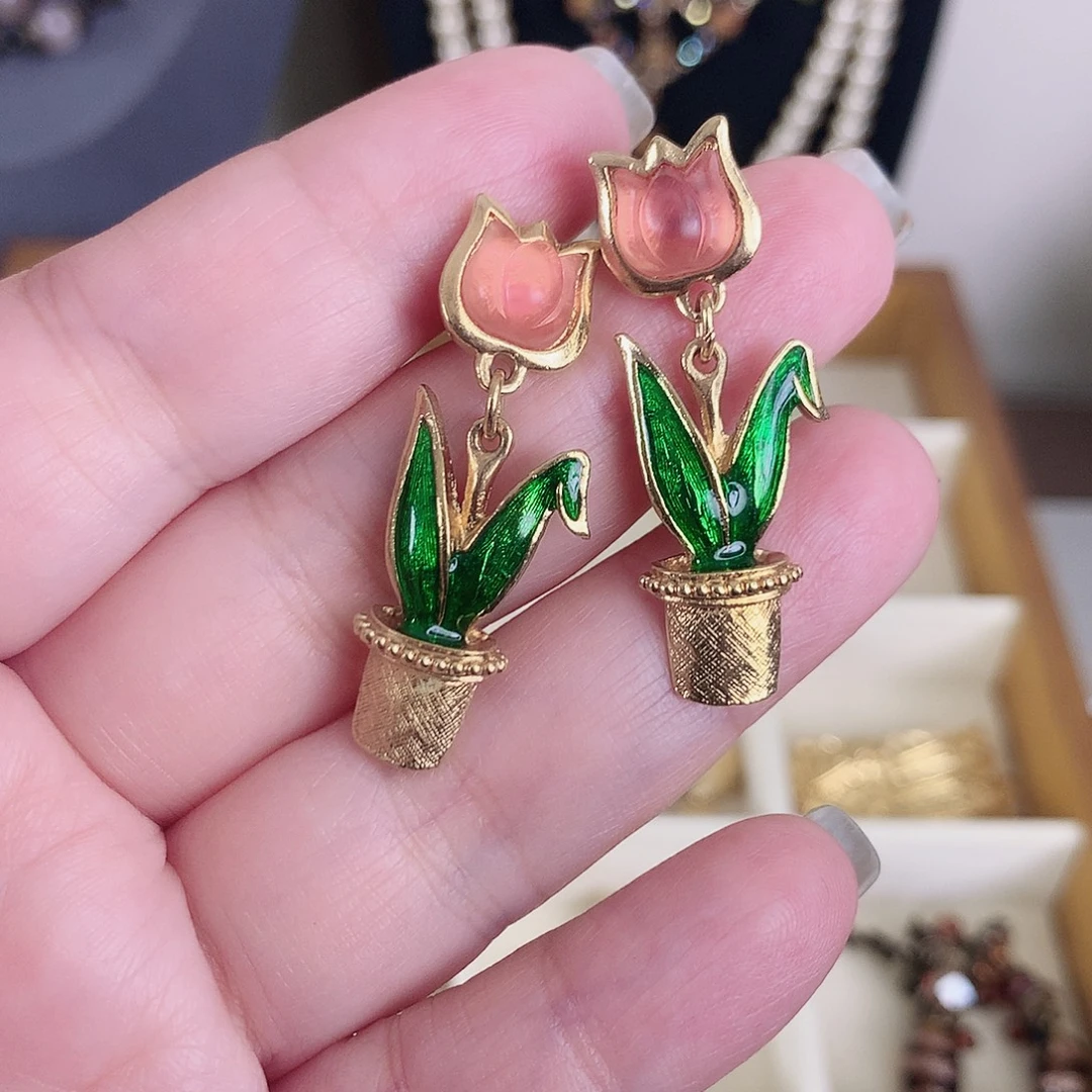 合金珐琅雅芳花盆扫肩