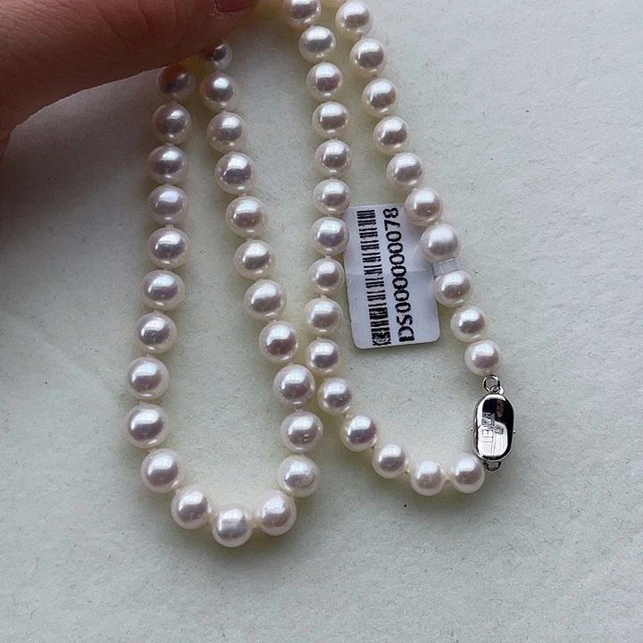 淡水珍珠颈饰银S925镶嵌卡7➕高品极光白炫天女粉