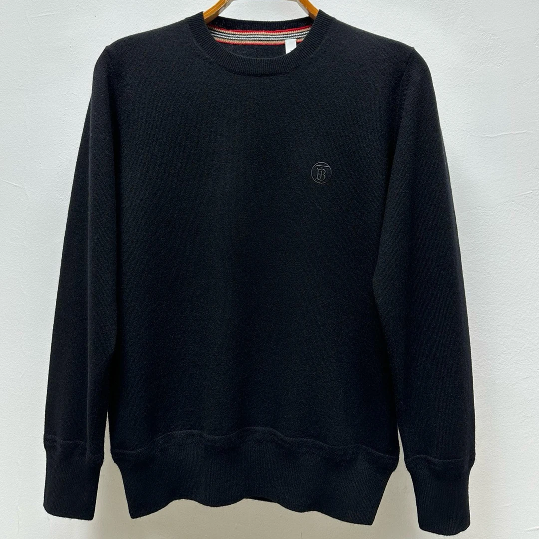 B家男士秋冬圆领基础羊绒衫保暖百搭经典针织黑色男款长袖休闲