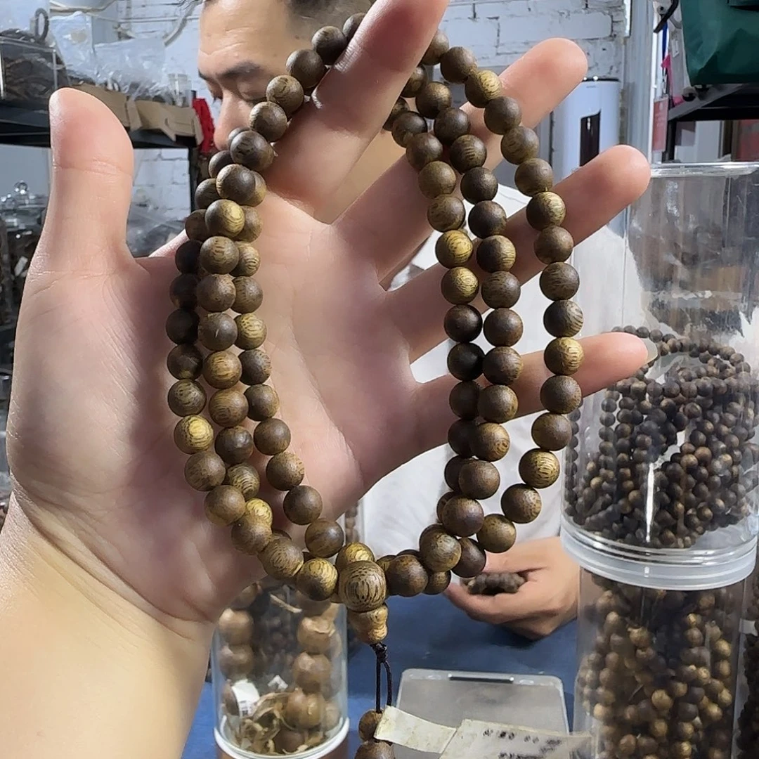 手串沉香棋楠老白棋圆珠长串0.8/28克多样性发一