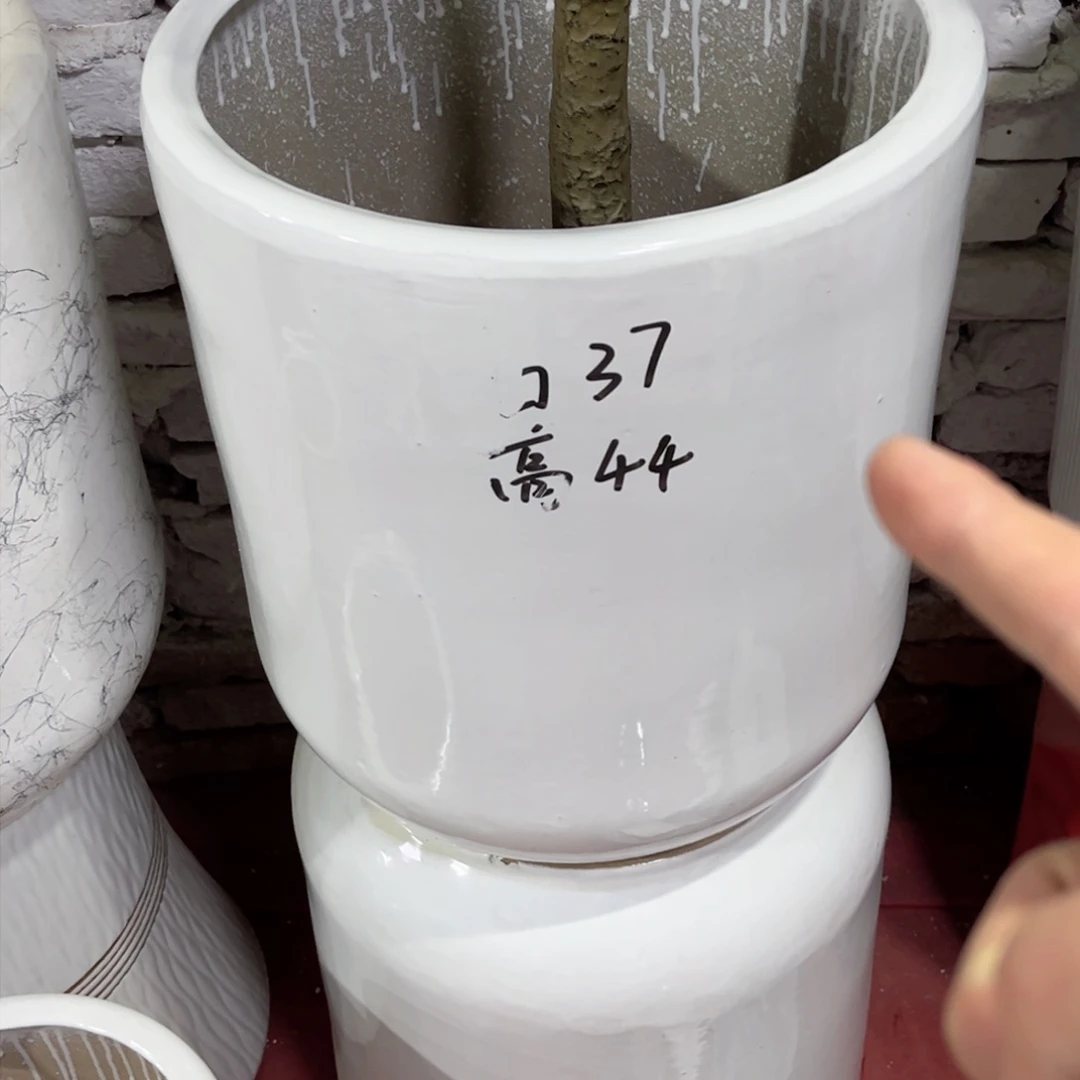 A**h圆直筒特大号花盆白色正常品