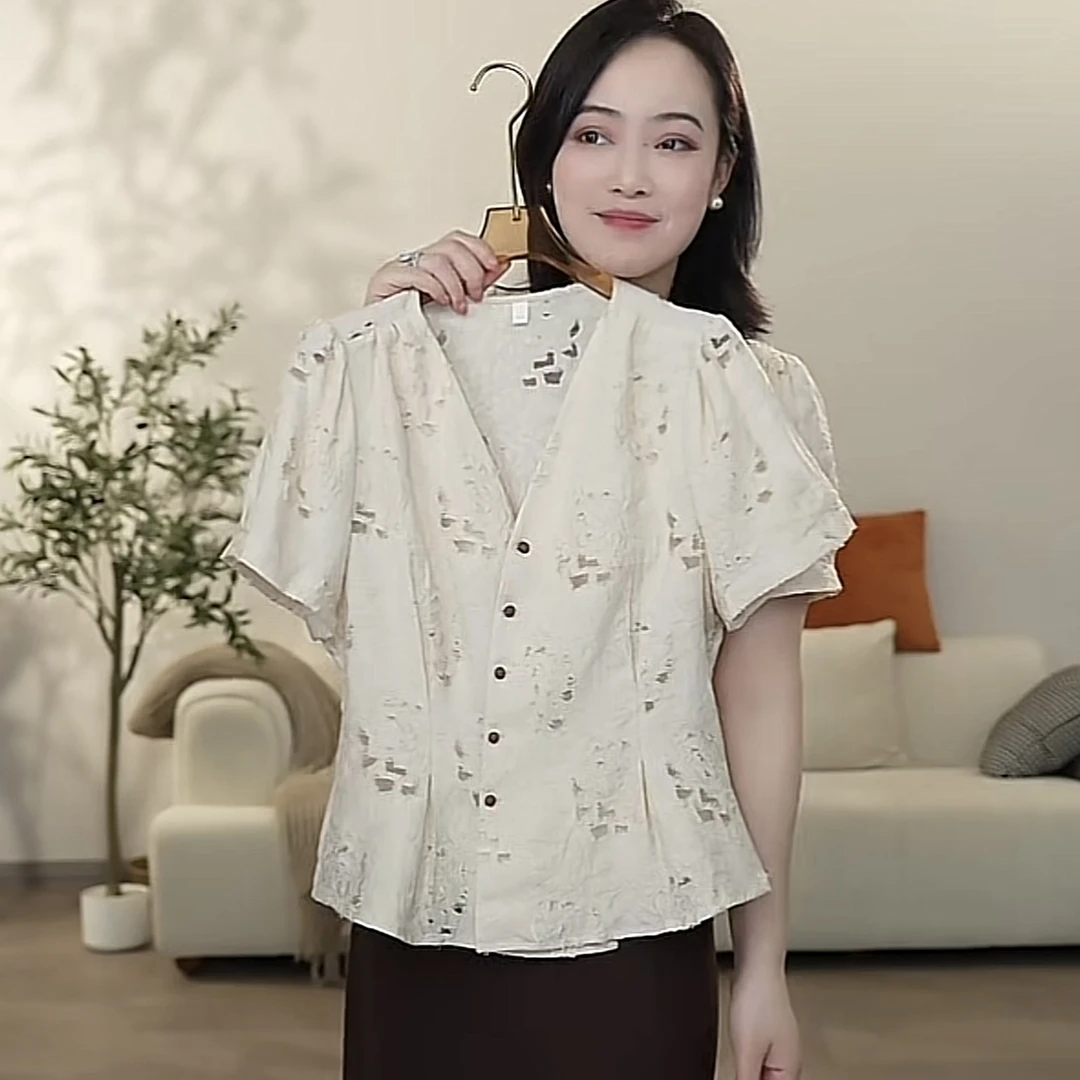 【曼姐定制】}轻职风女装时尚套装轻奢百搭衬衫夏季原宿风小衫2651