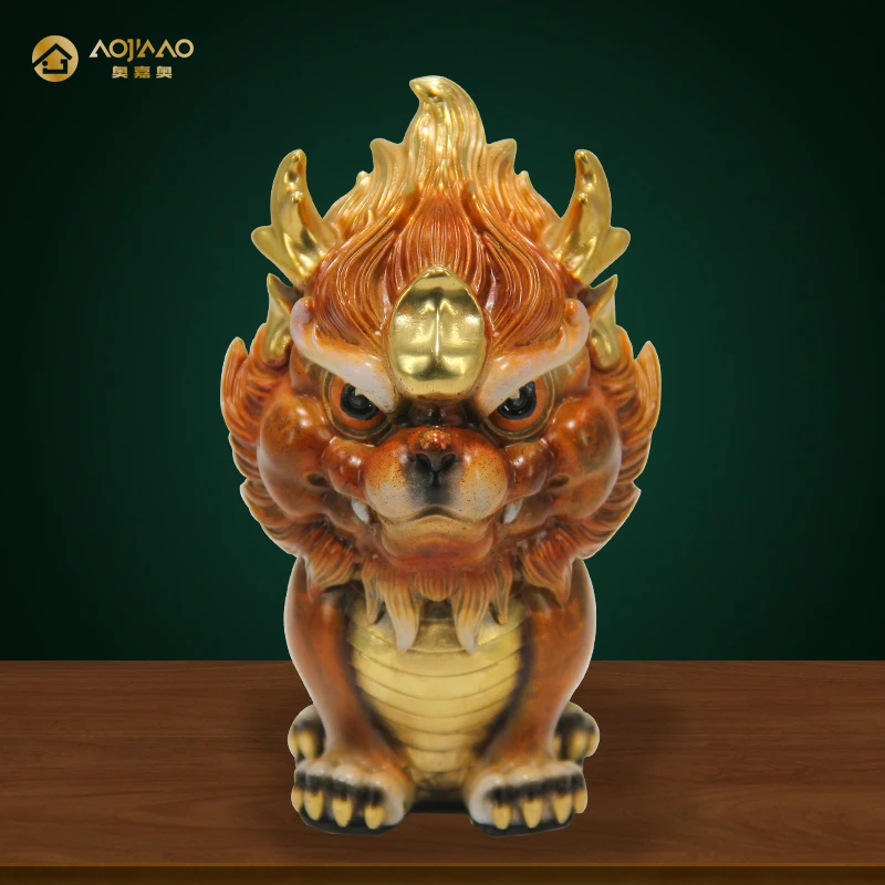 全铜麒麟瑞兽国潮摆件家居客厅玄关桌面摆设乔迁新居开业高端礼品