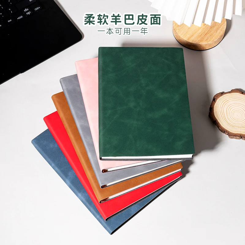 A5加厚羊巴皮商务工作笔记本简约横线学生考研日记本日本本子