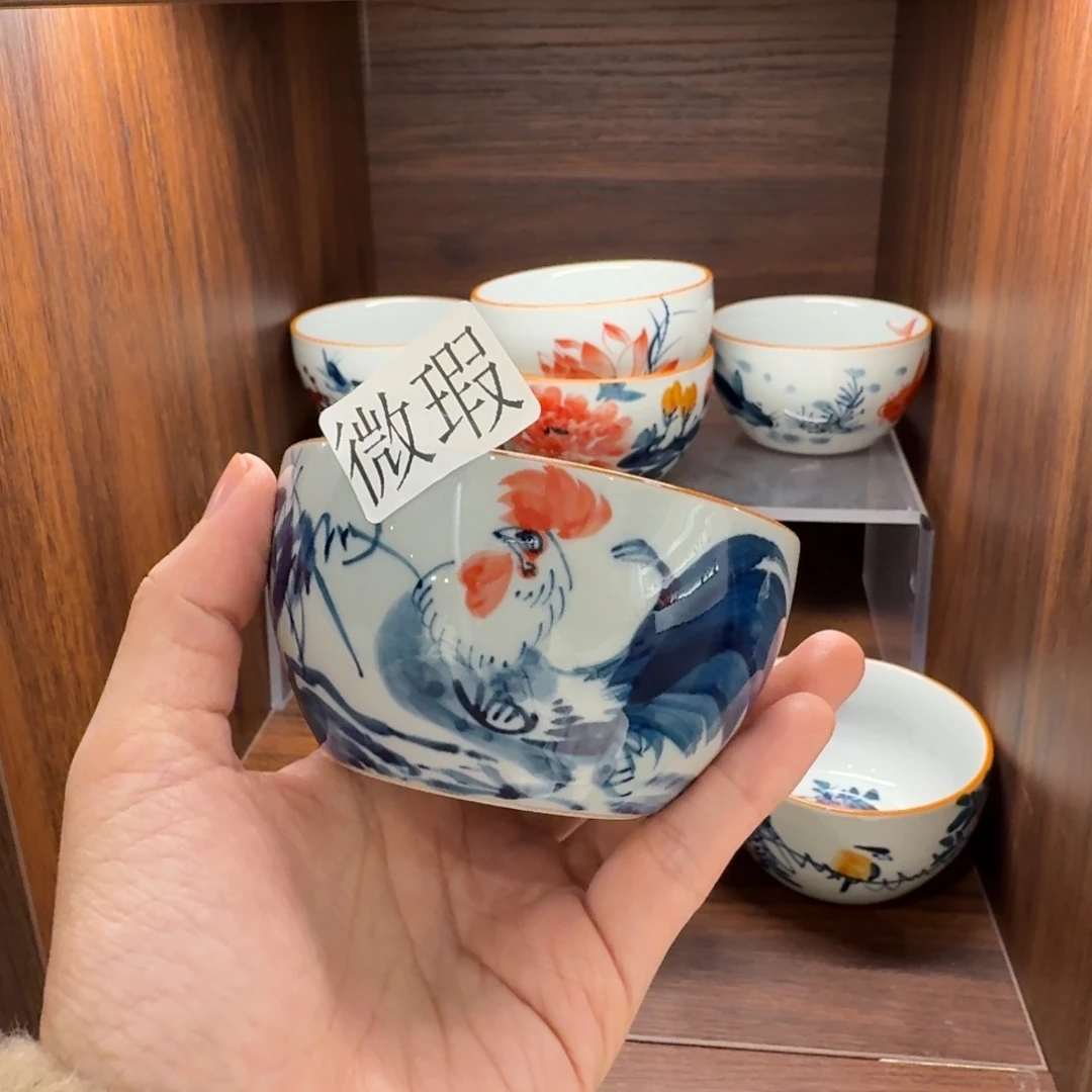 釉下手绘茶具微瑕