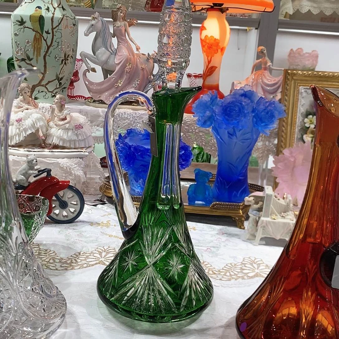 摆件0027捷克水晶祖母绿酒樽