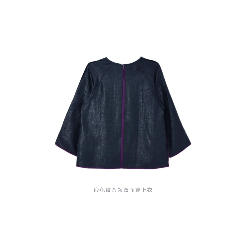 【100%桑蚕丝】缎龟纹圆领双面穿上衣WB01S25045