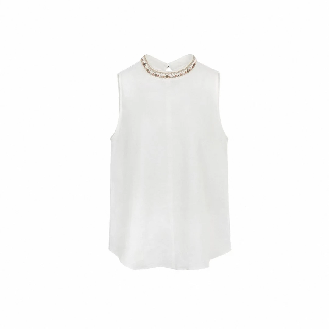 圆领编织无袖A字型上衣