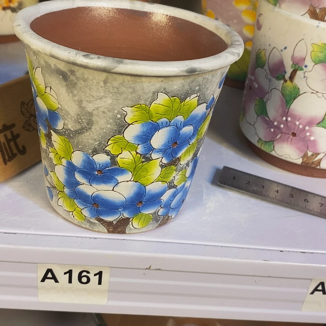 紫砂花盆红陶手绘花盆