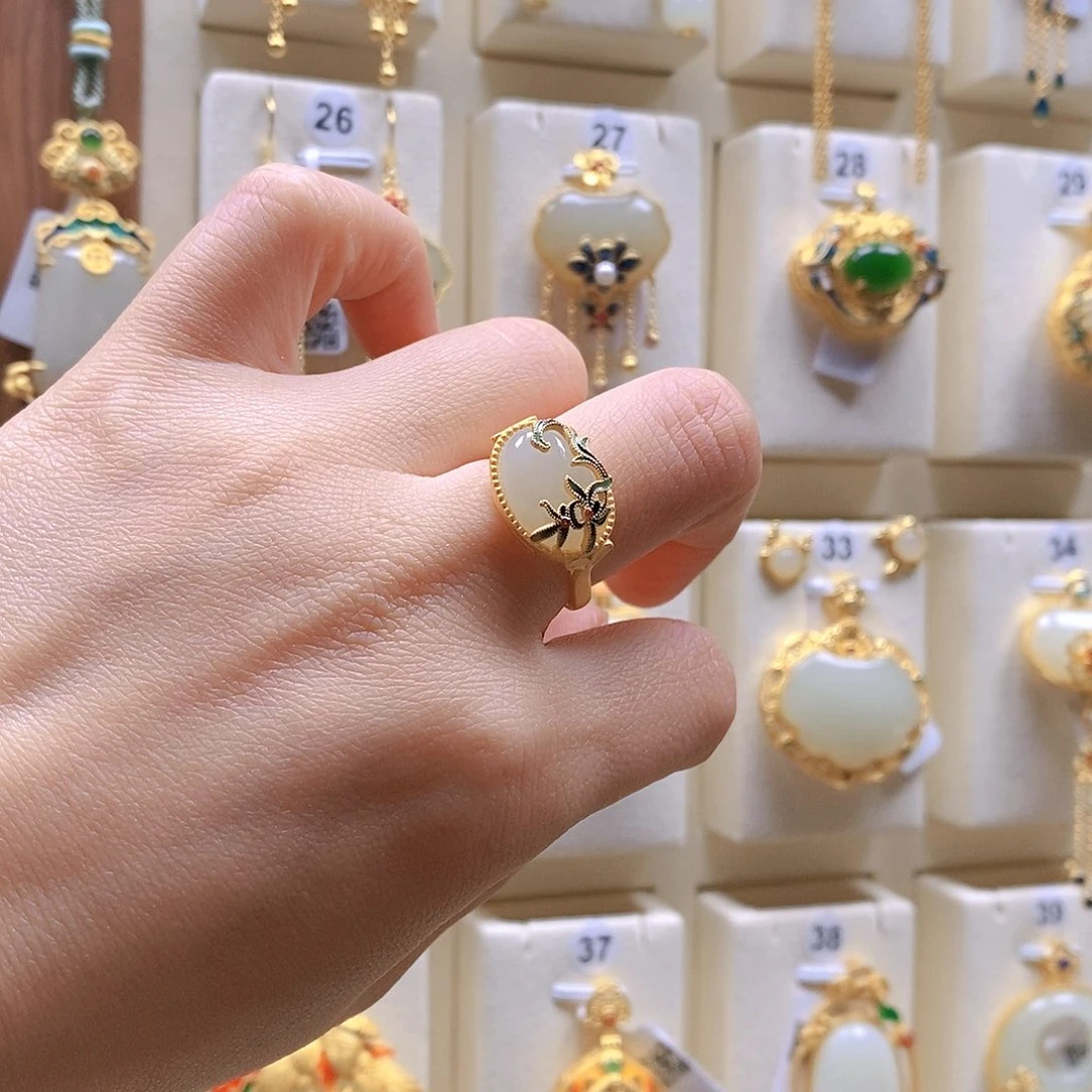 和田玉颈饰银S925镶嵌