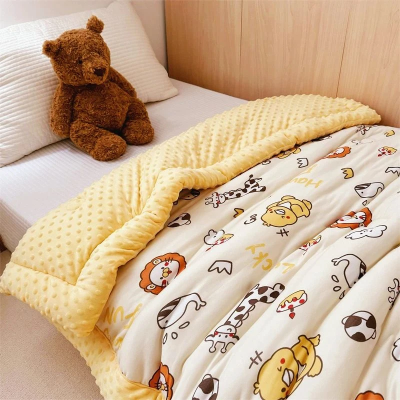 儿童被子豆豆被宝宝婴儿被子学生单人刺绣款冬被被褥加厚保暖机洗