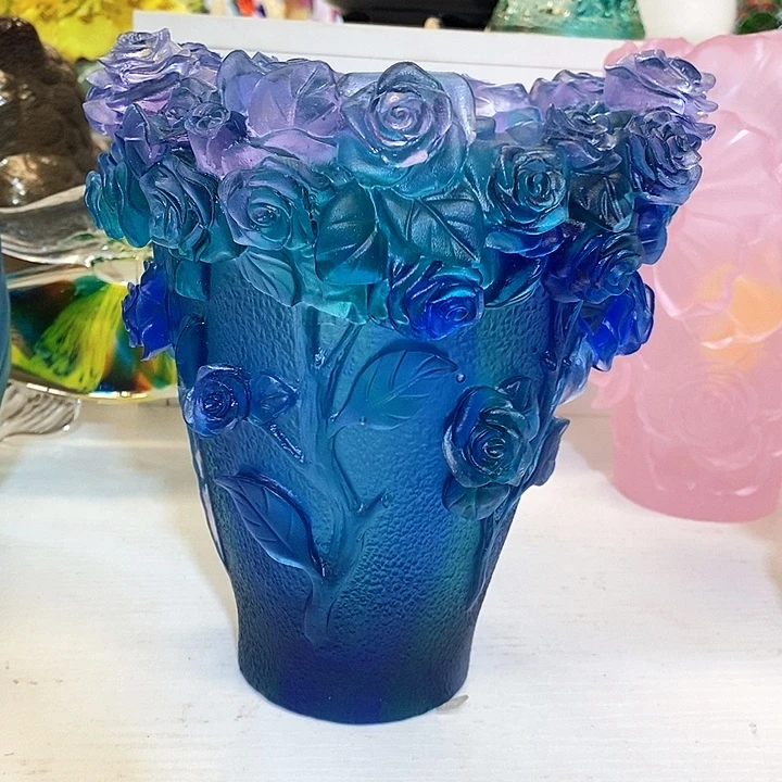 古法琉璃花瓶高20厘米口径10厘米