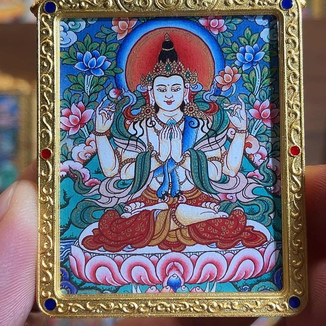 吊坠青海热贡纯手绘四臂